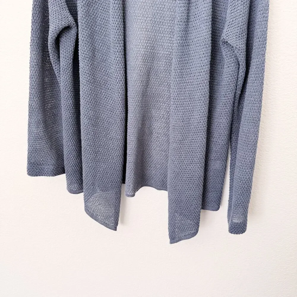 [J. Jill] Pure Jill Blue Gray Linen Blend Open Front Cardigan Sweater Sz Medium